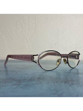 FENDI Womens Oval Eyeglass Frames Pink & Silver Frame With Case F657
